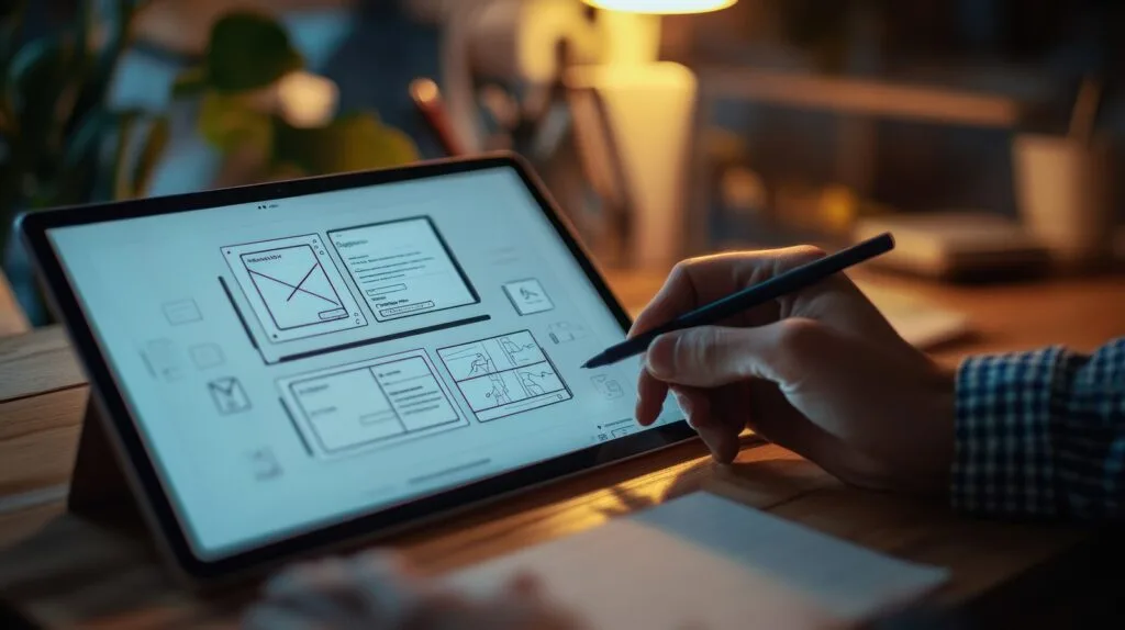 freelancer-arbeitet Freelancer der an einer Website arbeitet